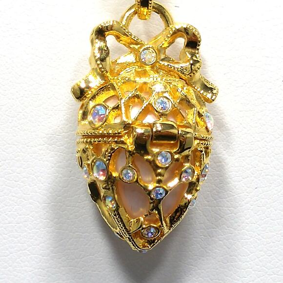 Joan Rivers Fabergé Inspired Necklace Earrings Set, Egg Pendant Earrings, 1990s - Picture 3 of 10